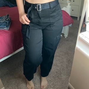 Black cargo joggers